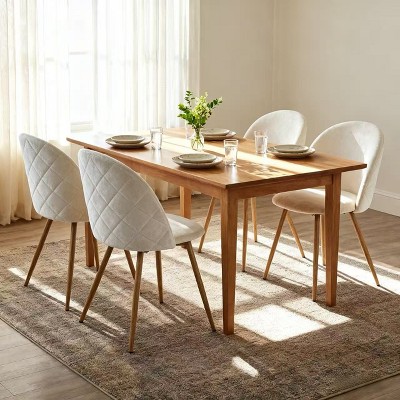 Homy Casa Modern Fabric Dining Chairs with Curved Back & Wood-Grain Metal Legs, Set of 4