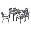 7-Piece Outdoor Dining Set, Stationary Chairs and Dining Table with Umbrella Hole, Chairs with Aluminium Frame and Foam Cushions-Coolbibila - 4 of 4