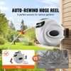 VEVOR Retractable Hose Reel, 115 ft x 1/2 inch, 180° Swivel Bracket Wall-Mounted, Garden Water Hose Reel with 9-Pattern Nozzle, Automatic Rewind - 3 of 4
