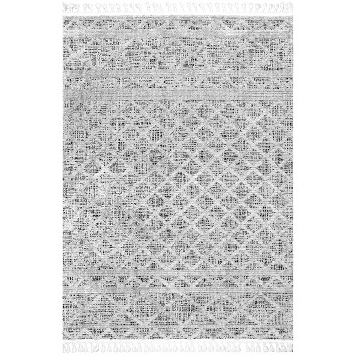Nuloom Dottie Moroccan 4x6 Shag Indoor Area Rug for Living Room Bedroom Dining Room Nursery Kitchen, Grey/Ivory