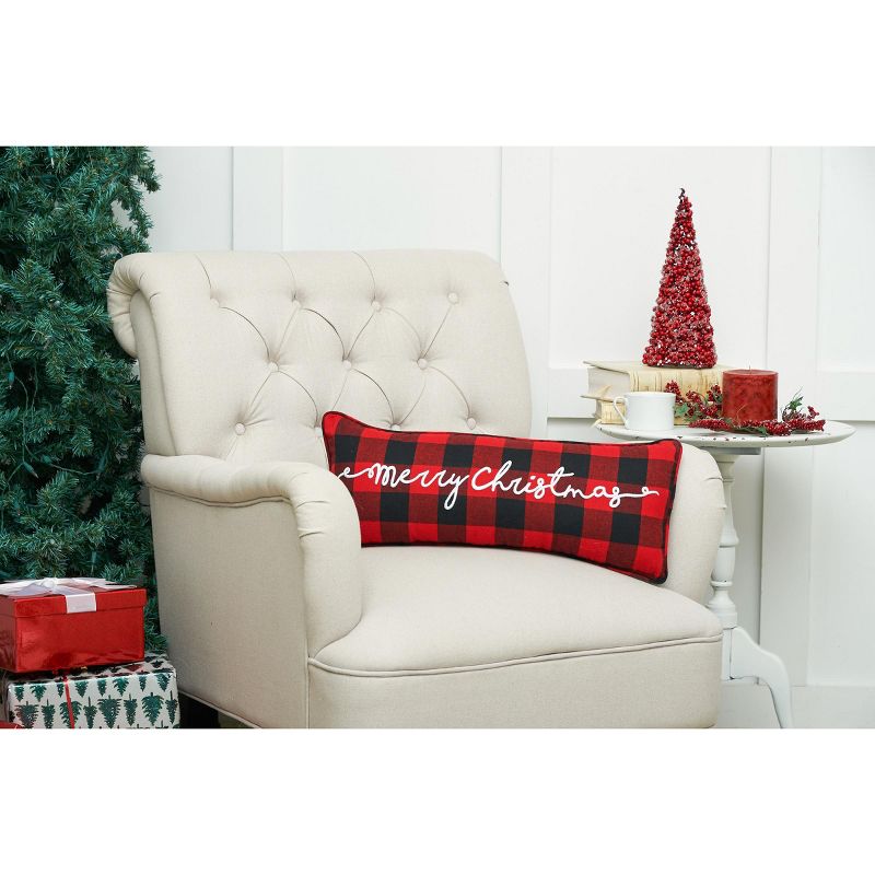 C&F Home Merry Christmas Plaid Embroidered Throw Pillow, 2 of 6