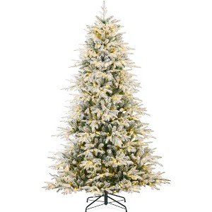 Best Choice Products Pre-Lit Flocked Full Aspen Noble Fir Christmas Tree w/ 2-in-1 Glowing LEDs - 1 of 4