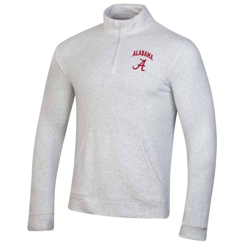 NCAA Alabama Crimson Tide Men's 1/4 Zip Light Gray Sweatshirt, 1 of 4