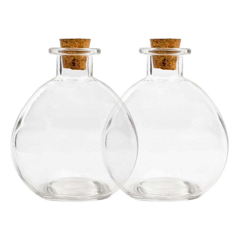Cornucopia Brands Round 8oz Glass Spherical Bottles, Potion Bottles w/ Corks 2pk; for Bath Salts, DIY Crafts & Decor, 1 of 9