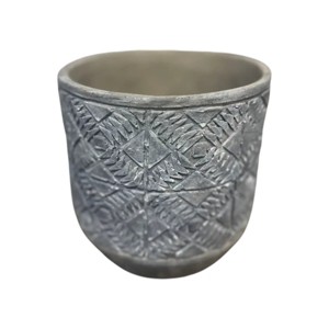 Slickblue Aboriginal Rhombus Decorative Planter, Gray Pot, Modern Design Accent for Home or Garden, 7" x 7.5" - 1 of 4