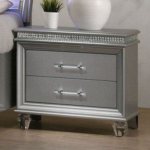 NicBex Nightstand with 2 Drawers,1pc Side Table with Pull Handle and Solid Wood Frame,Bedside Table for Bedroom,Living Room,White/Silver - 1 of 4