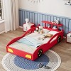 VYNXARIA Eye - Catching Red & Yellow Wooden Race Car Bed: Car - Shaped Platform Twin Bed with Wheels, Perfect for Teens - 2 of 4