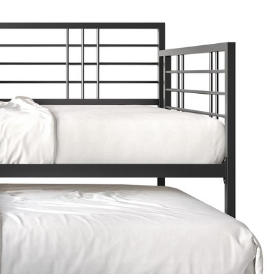 Black Metal Twin Daybed with Trundle and Headboard