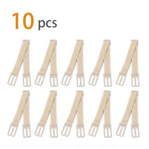 Allegra K Women's Non-Slip Adjustable Elastic Bra Straps Holder 10 Pcs  Beige 7.9*0.39