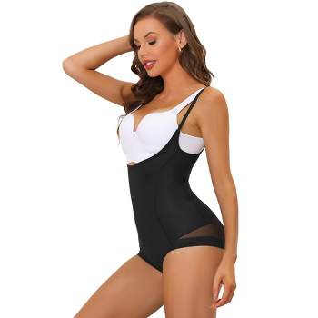 Allegra K Women's Deep V Neck Leotard Bodysuit Tummy Control Waist Trainer Shapewear  Thong Full Body Shaper White L : Target