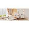 Vynxaria Full Size Upholstered Leather Platform Bed with Adorable Rabbit Ornament - 4 of 4