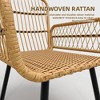 3 Piece Outdoor Wicker Patio Bistro Set, Rattan Conversation Set with Glass Top Coffee Table and Cushioned Chairs, All-Weather Balcony Furniture Set - 3 of 4