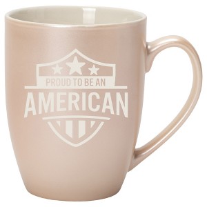 100 North United States 10 Ounce White and Precious Pearl Metallic Finish, Comfortably Fits Your Hands, New Bone China Coffee Tea Cup Mug, Proud To Be - 1 of 1