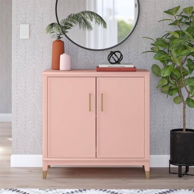 Pale Pink MDF 2-Door Accent Cabinet with Adjustable Shelving