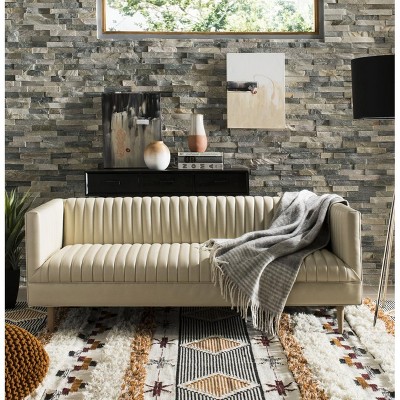 Ivory and Black-Orange Hand-Knotted Wool Geometric 8' x 10' Rug