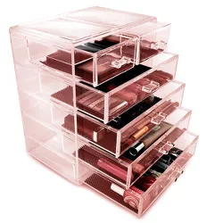 Sorbus Makeup and Jewelry Storage Case Display - 4 Large and 2 Small Drawers - Pink