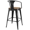 Modway Promenade Bar Stool Set of 2 - Powder Coated Steel , metal/powder coating (antique), bamboo seat(painted), Plastic foot pad, Chair Weight Capa - 4 of 4