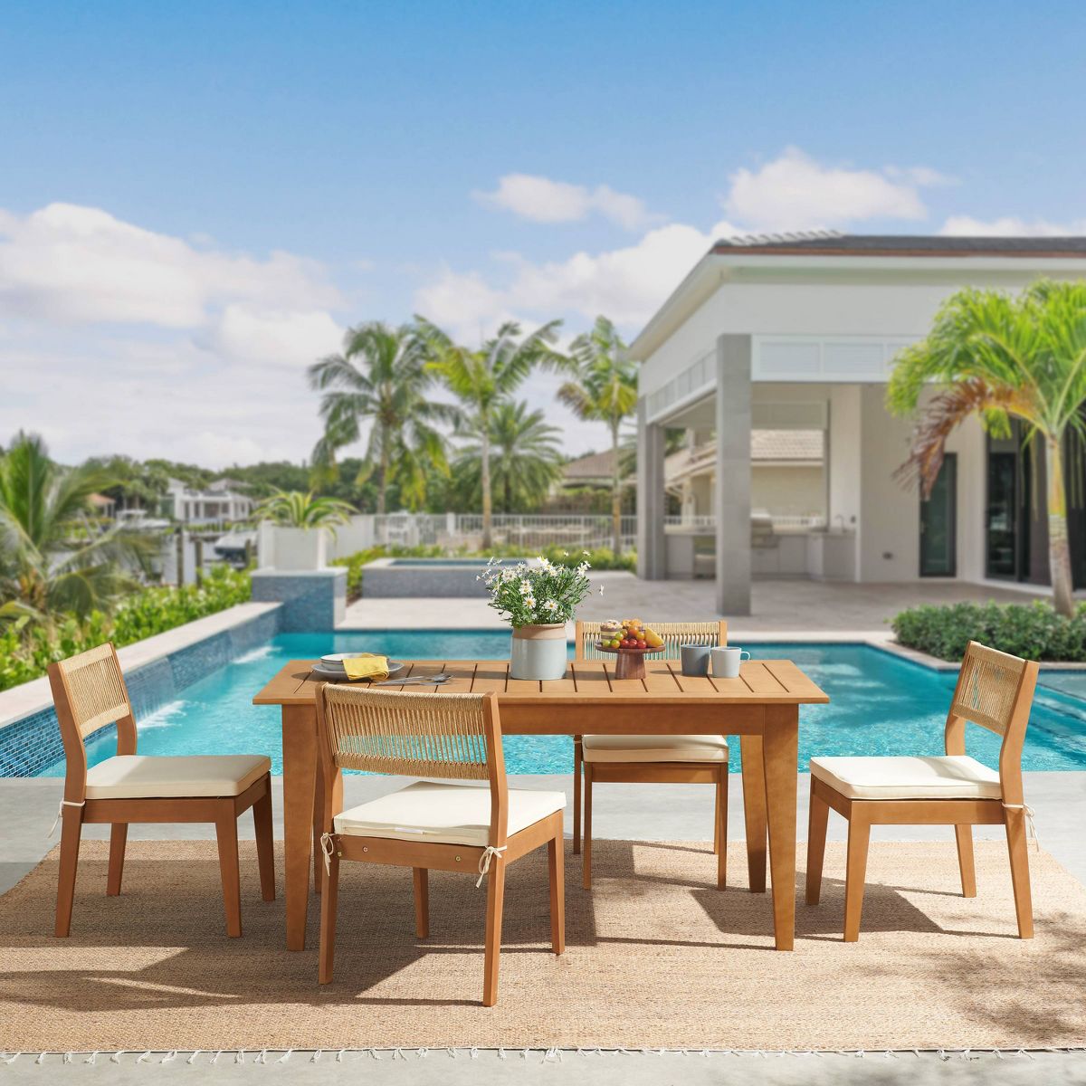 Alaterre Furniture 5pc Barton Outdoor Patio Dining Set - thumbnail 5
