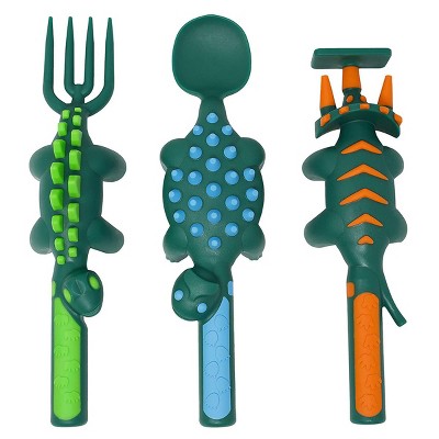 Constructive Eating Dinosaur Shaped Utensils - Spoon, Fork and Knife