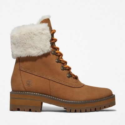 Timberland Brandclub Timberland Women s Courmayeur Valley 6 Inch Waterproof Faux Fur Boots Medium Brown Nubuck 7