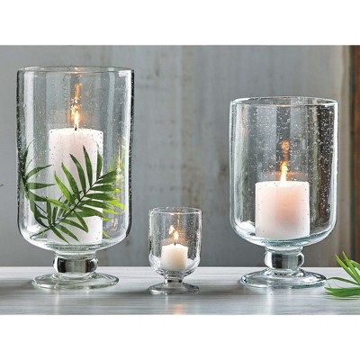 Clear Bubble Glass Hurricane Candle Holder, Medium