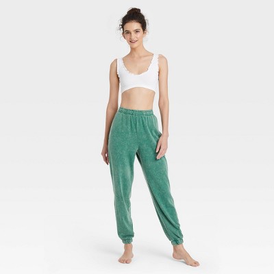 Women's French Terry Lounge Jogger Pants - Colsie™ Green XS