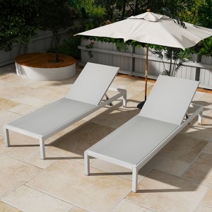 PAGED Lawn Chairs Set of 2 Pool Lounge Chairs Outdoor with Adjustable Backrest Patio Lounge Chair with Wheels for Patio, Pool, Beach - 1 of 4