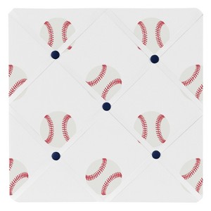 Sweet Jojo Designs Boy Fabric Photo Memo Board Baseball Patch Red and White - 1 of 3