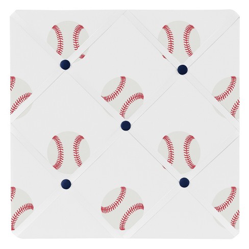 Sweet Jojo Designs Boy Fabric Photo Memo Board Baseball Patch Red and White - image 1 of 3