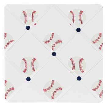 Sweet Jojo Designs Boy Fabric Photo Memo Board Baseball Patch Red and White