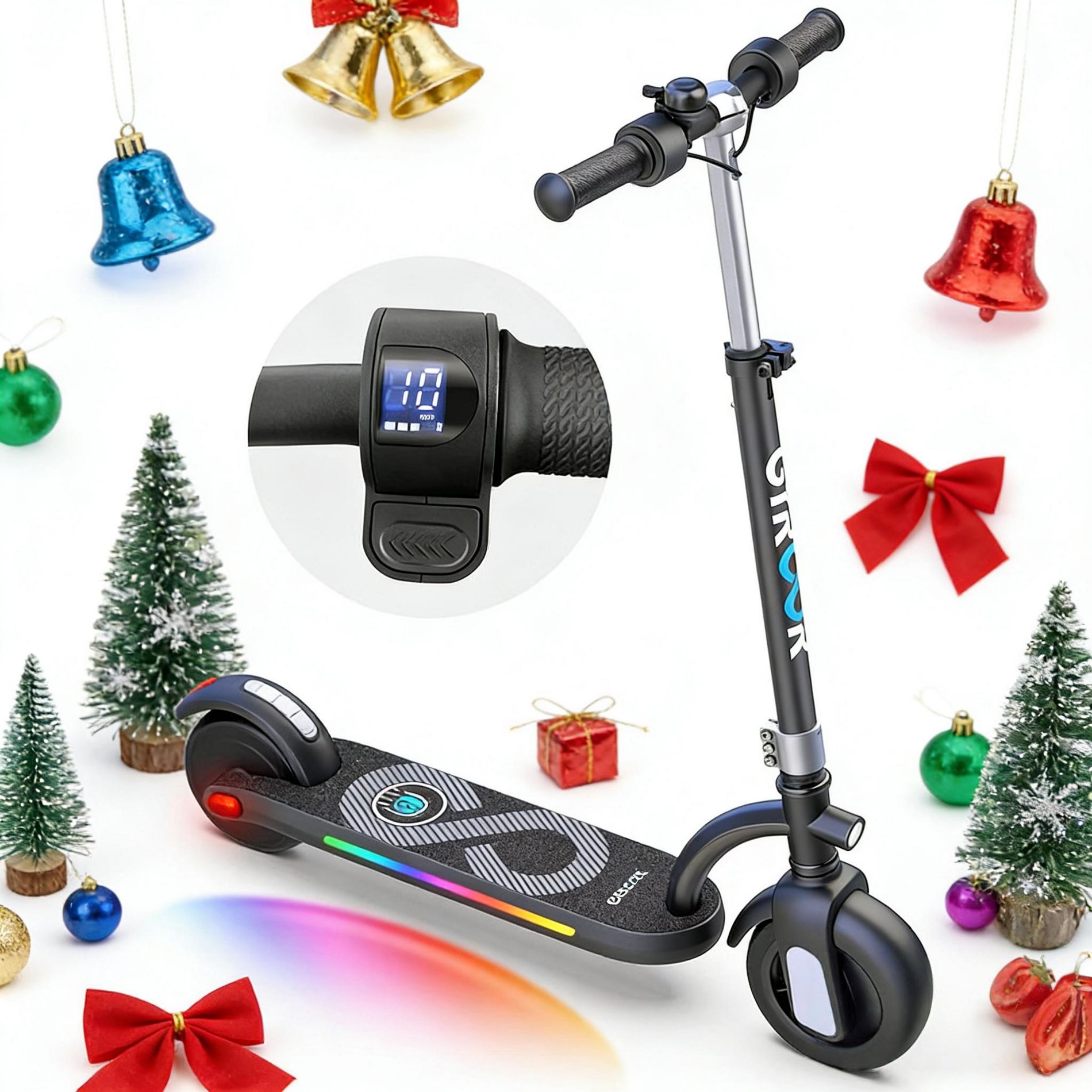 Mastgoal Electric Scooter for Kids, 180W Motor 10mph Speed Electric Scooter with Adjustable Handlebar and LED Light, Best Gift for kids-Sliver