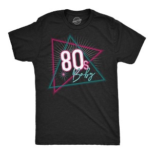 Mens Funny T Shirts 80s Baby Retro Graphic Tee For Men - Crazy Dog Men's T Shirt - 1 of 4