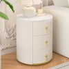 Lycvki Round Upholstered Nightstand with 3 Drawers,  Bedside Table with Metal Handles - 3 of 4