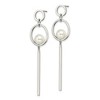 Chisel Stainless Steel Polished with Simulated Pearl Dangle Earrings - 2 of 4