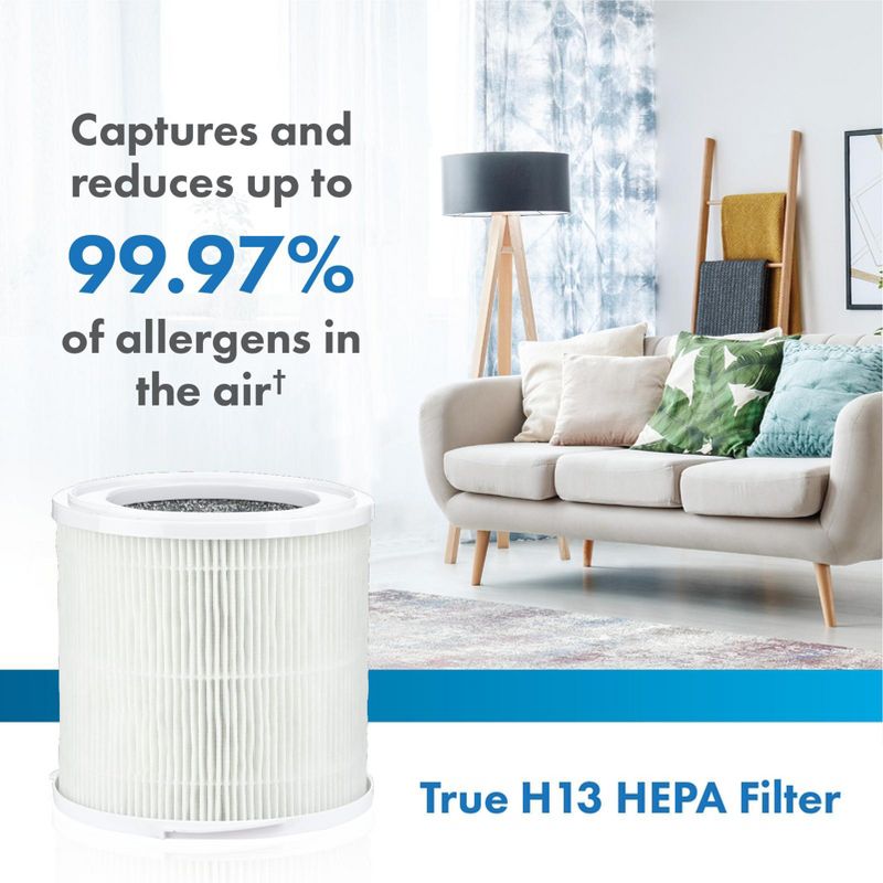 Safe+Mate True HEPA  Air Purifier Filter Replacement 210 SQFT - White (1 Pack), 2 of 7