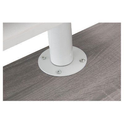 Grey and White Corner Computer Desk with Drawer and Keyboard Tray