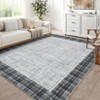 9x12 Washable Rugs Modern Plaid Rug Stain Resistant Accent Rugs Low Pile Non Slip Indoor Floor Cover Soft Carpet - 2 of 4