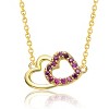 Kids' 14K Gold Plated Necklace with Entwined Double Hearts and Cubic Zirconia – A Sweet and Elegant Sparkling Design - 2 of 4