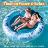 Sloosh Inflatable Suntanning Float Bed with Pillow, Printed Leaves Suntan Tub Floatie Raft Tanning Pool for Adult - 2 of 4