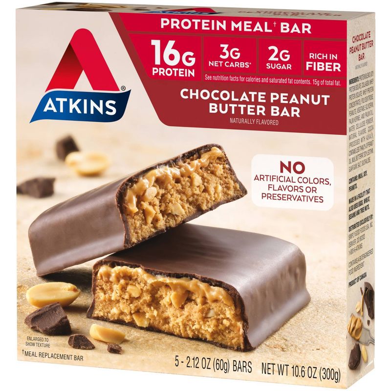 Atkins Chocolate Peanut Butter Meal Nutrition Bars, 4 of 8