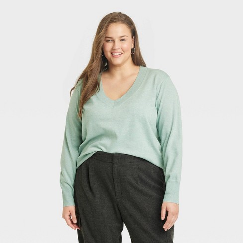 Women's plus size 2025 v neck sweaters