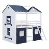TIRAMISUBEST Twin Over Twin/Full Over Full House Bunk Bed with Elegant Windows, Sills and Tent, Solid Wood Bunk Bedframe Playhouse Bed w/ Roof Design - 3 of 4