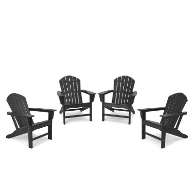 4pk Plastic Resin Adirondack Chairs - Black - EDYO LIVING