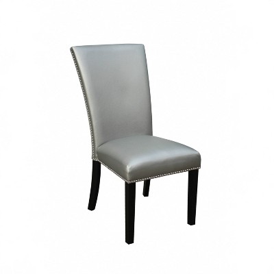 Camila Silver Faux Leather Upholstered Parsons Dining Chair Set