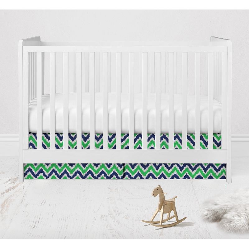 Bacati - MixNMatch Blue/Green Zigzag Crib/Toddler ruffles/skirt, 1 of 4