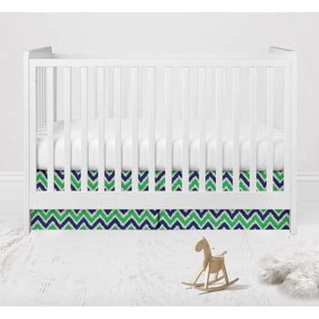 Bacati - MixNMatch Blue/Green Zigzag Crib/Toddler ruffles/skirt