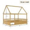 Accent Bed Frame Modern Wood Grain Design with Guardrails and House Roof for Kids Bedroom Full - 3irtyhousy - 4 of 4