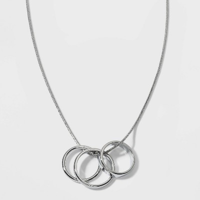 Pendant Ring Statement Necklace - A New Day™ Silver