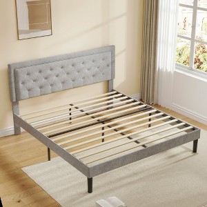 King Size Bed Frame with Adjustable Border Headboard - 1 of 4
