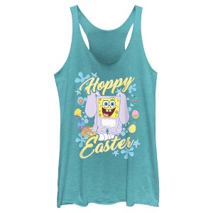 Women's SpongeBob SquarePants Colorful Hoppy Easter Racerback Tank Top - 1 of 4
